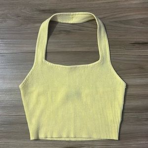 Yellow halter top cropped shirt